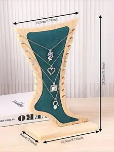 Creative Bamboo Wood Necklace Display Stand, Jewelry Prop Holder, Pendant Hanging Rack, Gemstone Showcase, Elegant Accessory Organizer, Multilayer Jewelry Organizer