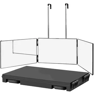 Durable 3-Way Tri-Fold Mirror for Self-Haircutting & Barbershop Use, 360-Degree View Design, Portable & Height-Adjustable Telescoping Hooks