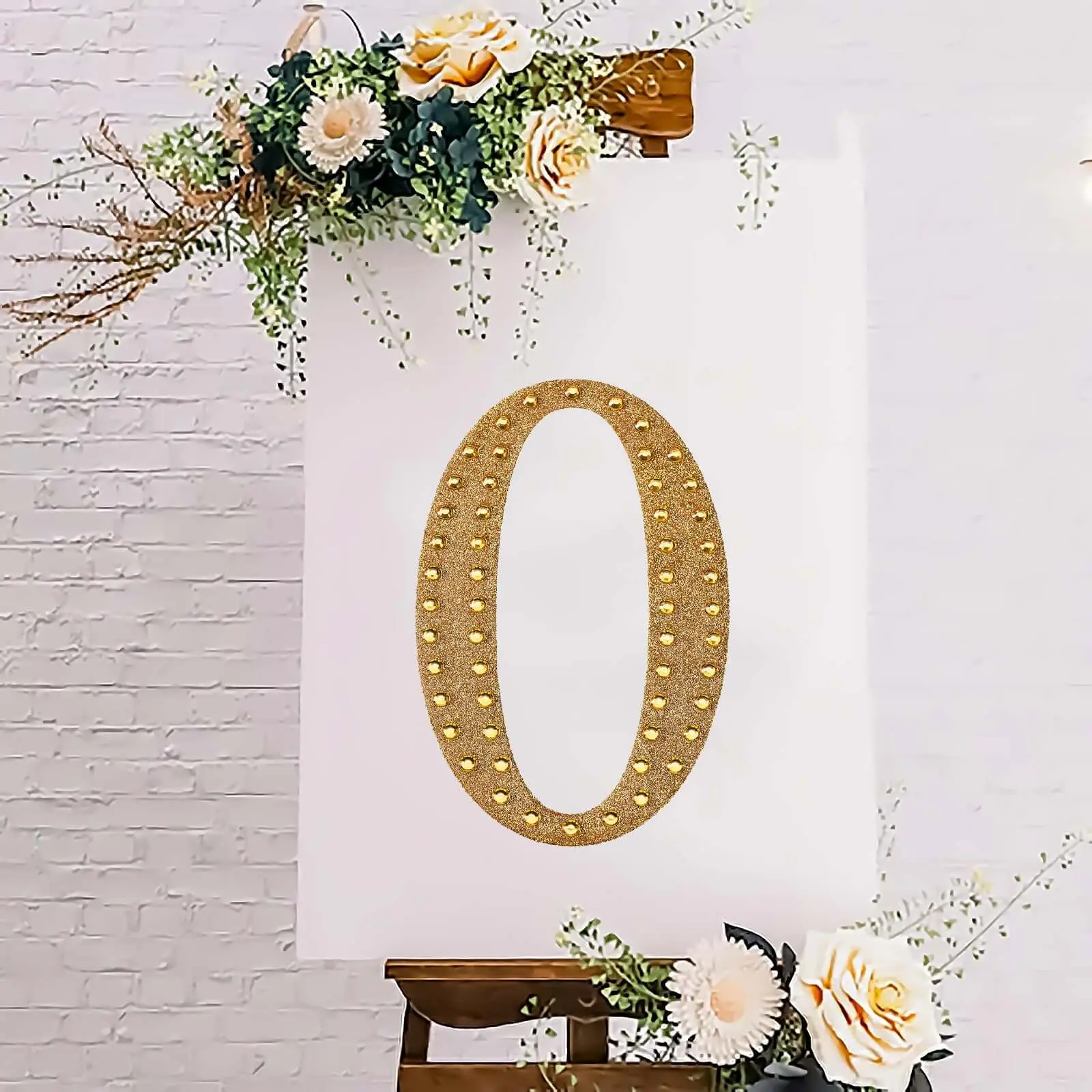 8in Gold Glitter Rhinestone Alphabet "O" Decal Stickers, Adhesive Craft Letters - DIY Sparkle Embellishments for Party, Wedding (Toys & Hobbies DIY Scrapbooking & Stamping Supplies)