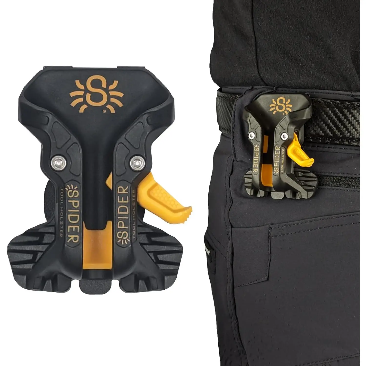 Pro Tool Holster - Upgraded, Self Locking, Quick Draw Universal Tool Holder with Ambidextrous Thumb Lock - Clips onto Any Belt
