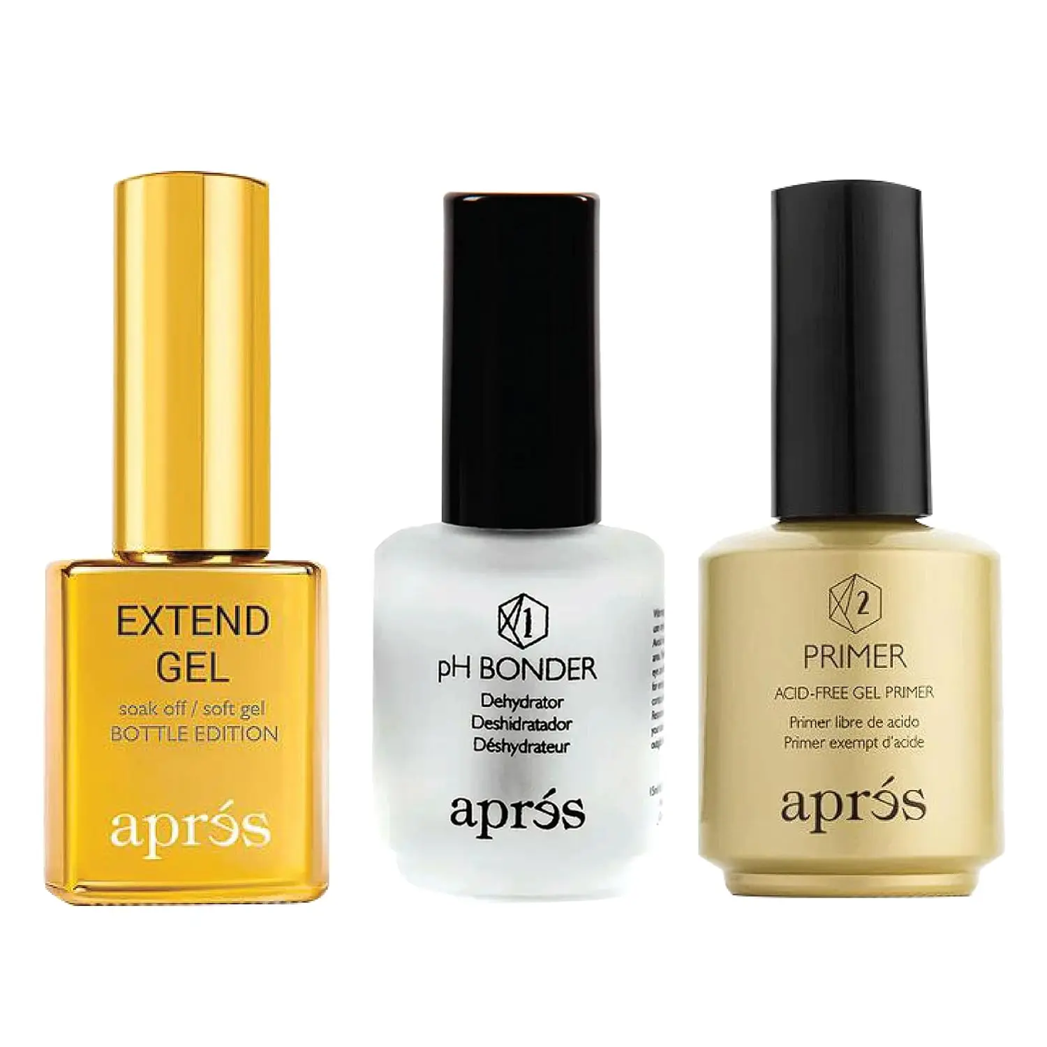 Apres Professional Multi-Pack Gel Nail Polish Set - 15ml Gel X Soak-Off Soft Extender, pH Bonder, Dehydrator, Acid-Free Primer, Flawless Cosmetic Polish with Smooth Application (Beauty & Personal Care, Nail Care)