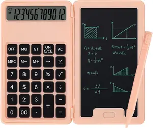 12-Digit Portable Desk Basic Calculator with LCD Display, Notepad, Stylus Pen, Soft Touch Comfortable Multi-Function Design for Office, School (Accounting Supplies for Teachers)