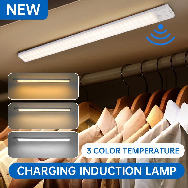 LED Motion Sensor Lights 4 Pack USB Rechargeable Magnetic Closet Under Cabinet Night Light 3 Color Temperatures Stepless Dimming Energy Saving for Kitchen Stairs Wardrobe Pantry Coffee Corner Bathroom Sink Cabine