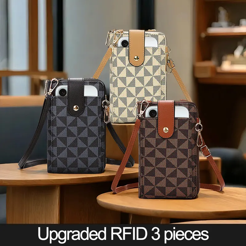 Women's Vintage Multi-Functional Crossbody Phone Bag - Slim Touchscreen Wallet Purse with Card Slots, Coin Pocket, Adjustable Strap, Water-Resistant Daily Mini Shoulder Bag