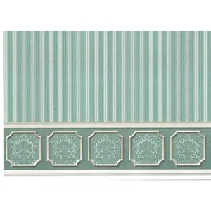 Dollhouse Wallpaper Blue Green Teal Striped Annabelle Wainscot 1:12 Scale Itsy Bitsy 2604