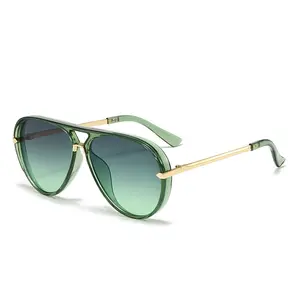 Luxury Oversized Pilot Sunglasses - Gold Metal Accents, UV400 Protection for Fashion & Outdoor
