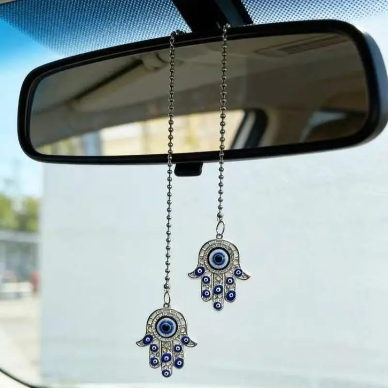 Evil Eye Hamsa Hand Car Hanging Key Chain Amulet  Good Luck Decor Gifts for Auto Rearview Mirror Pendant Decoraction
