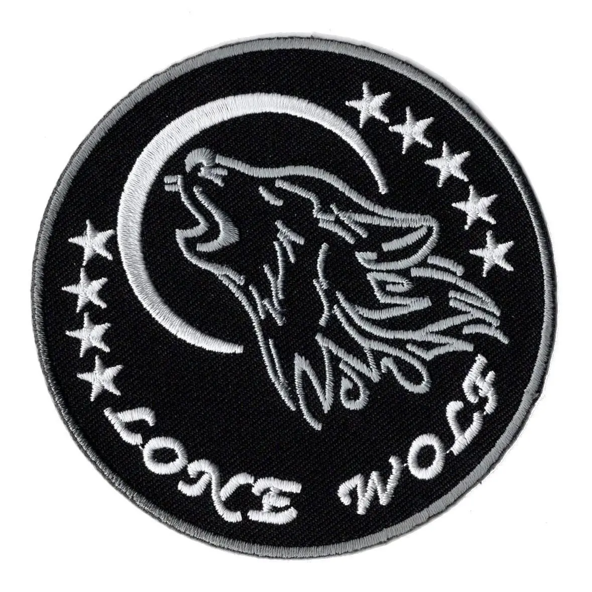 Lone Wolf Embroidered Iron On Patch Mc Biker Patch