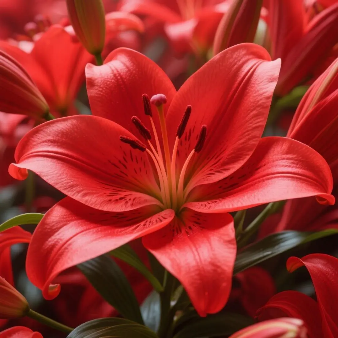 100Pcs Red Lily Flower Seeds - Perennial Plant Seeds with Bold Blooms, Low-Maintenance, Pollinator-Friendly, Full Sun Tolerant, All Seasons Suitable for Garden Displays (Bagged), Beds & Pots