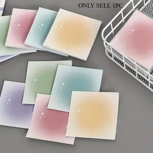 Good Looking Gradient Sticky Note Paper Tearable Colorful Square Sticky Note Book Non-sticky Journal Cute Sticky Note Material Paper
