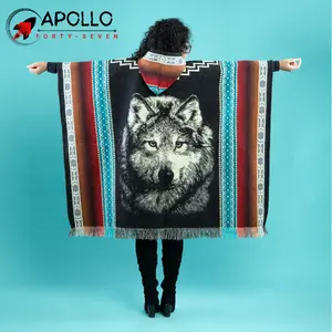 Wolf Poncho - Alpaca Wool Poncho - Unisex Poncho Coats Jacket Man Women