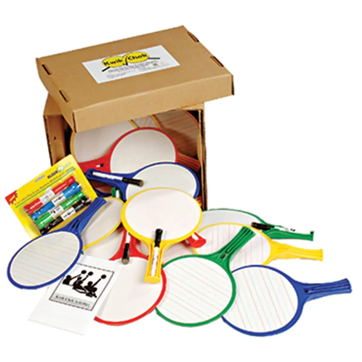Kleenslate Concepts Llc. Award-Winning Kwik Chek II Classroom Kit - 12-Set with 12 Hand-Held White Boards, Trainers, Affordable Dry Erase Marker