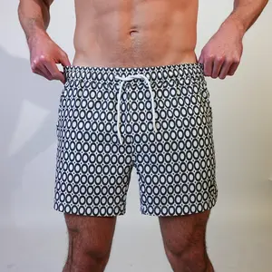 Jetties Echo Charcoal Men's Athletic Swim Shorts – No Mesh Liner | Charcoal & White Circles