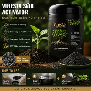 Viresta Soil Revitalizer (13.8oz / 390g), Concentrated Humic Acid Formula for Lawn & Garden Plant Food Enhancer Yields 266 Gallons Fertilizer Lawn & Garden Soil Conditioner - Plant Food Enhancer, Concentrated Humic Acid