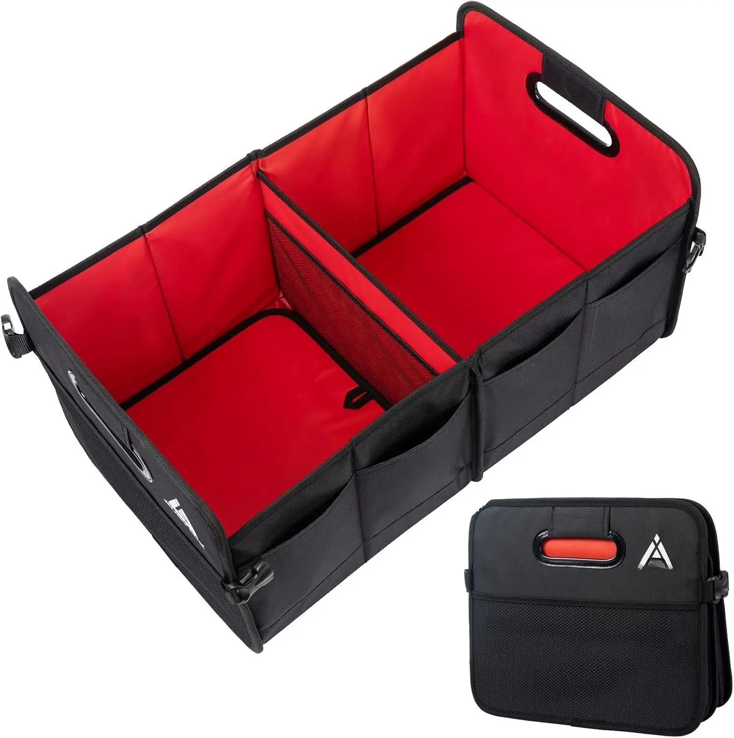 Trunk Organizer with Multi Compartments - Automotive Collapsible Cargo Containers with 11 Pockets & Reinforced Handles,  Grocery Organizer Bin  Bag for SUV Van
