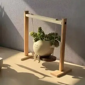 Cute Smiling Face Swing Resin Planter