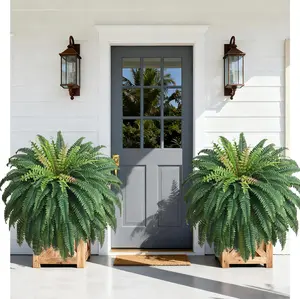 48in 96 Leaves Large Fake Ferns-Set of 2 Artificial Plants, UV Resistant Artificial Ferns for Outdoors, Realistic Faux Fern Fake Plants for Porch Home
