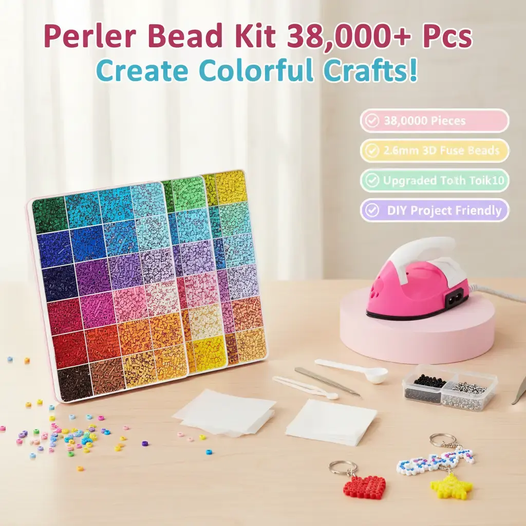 24/48/72-Color Plastic Fuse Beads Set, 2.6mm 3D Pixel Puzzle Beads, DIY Craft Bead Kit with Nail Board,Tweezers & DIY Accessories | Perfect for Pixel Art, Jewelry, Keychains & Kids Crafts, Bead Kits For Bracelet Making, Diy Jewelry Decoration