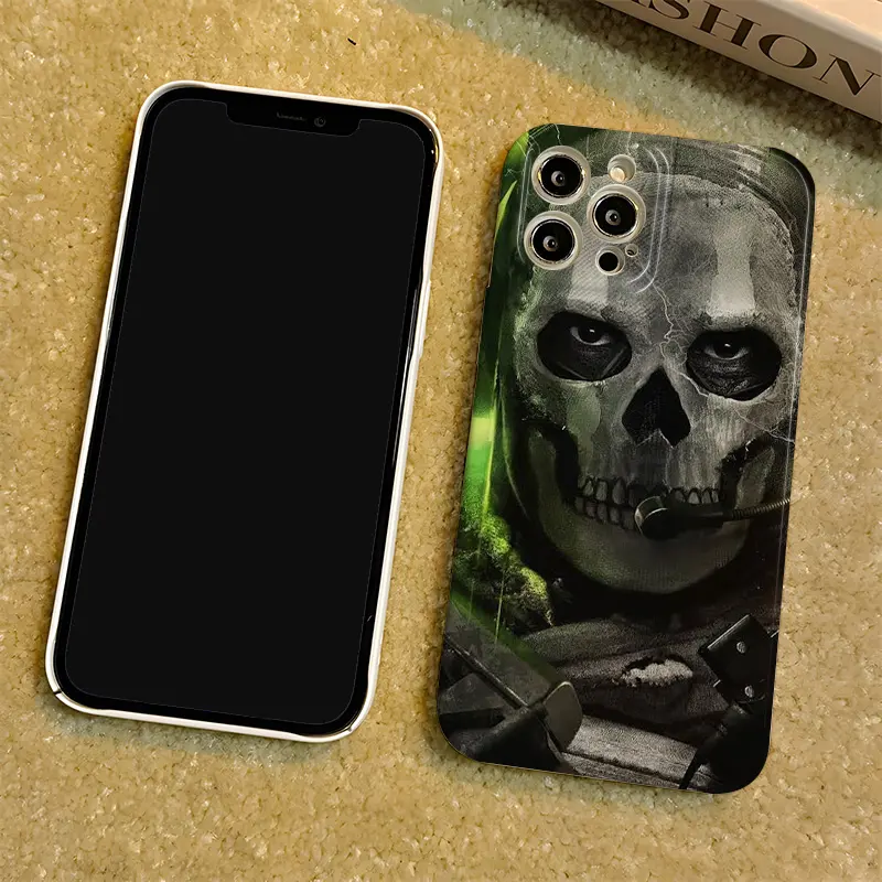 Call Of Duty Skeleton Warrior Pattern Plastic Hard Shell Case for iPhone 16/15/14/13/12/11 Pro Plus Max - Customized Multi-Model Phone Accessory, Shockproof, Anti-Drop Protection, Fade Resistant, Soft PBT Soft Inner Layer, Hard Shell Design (85X-L0410), A