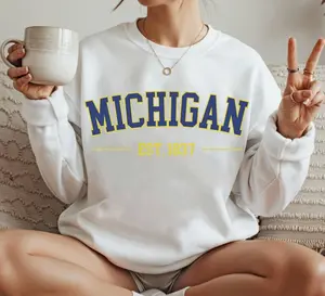 Michigan Sweatshirt, Vintage Michigan Crewneck, Michigan Football Sweatshirt