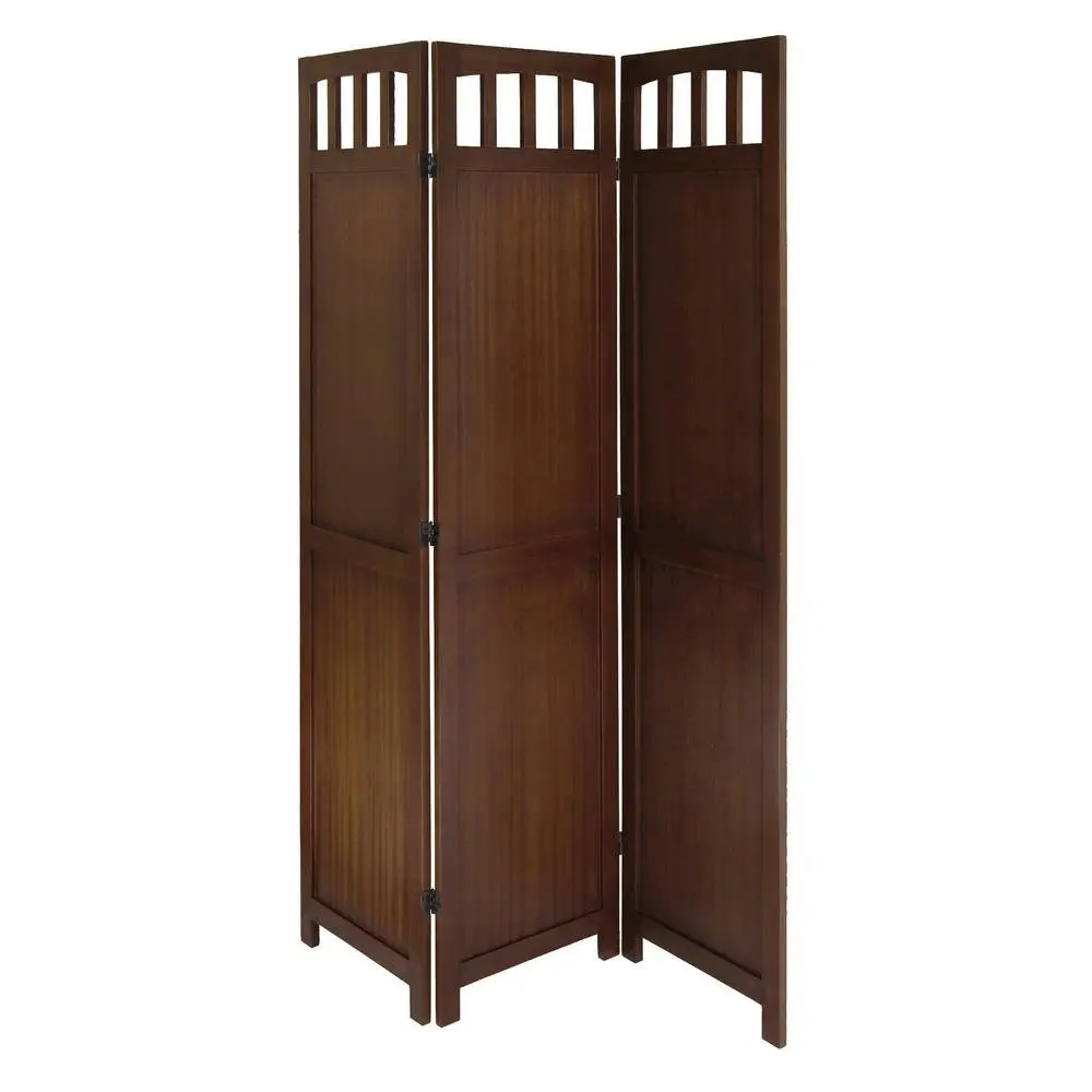 Classic Vintage Walnut Solid Wood Folding Screen - Large Panels, Multi Panel Decorative Indoor Room Dividers, Space-Saving Foldable Partition Furniture for Home Decor (Fits into Various Room Sizes)