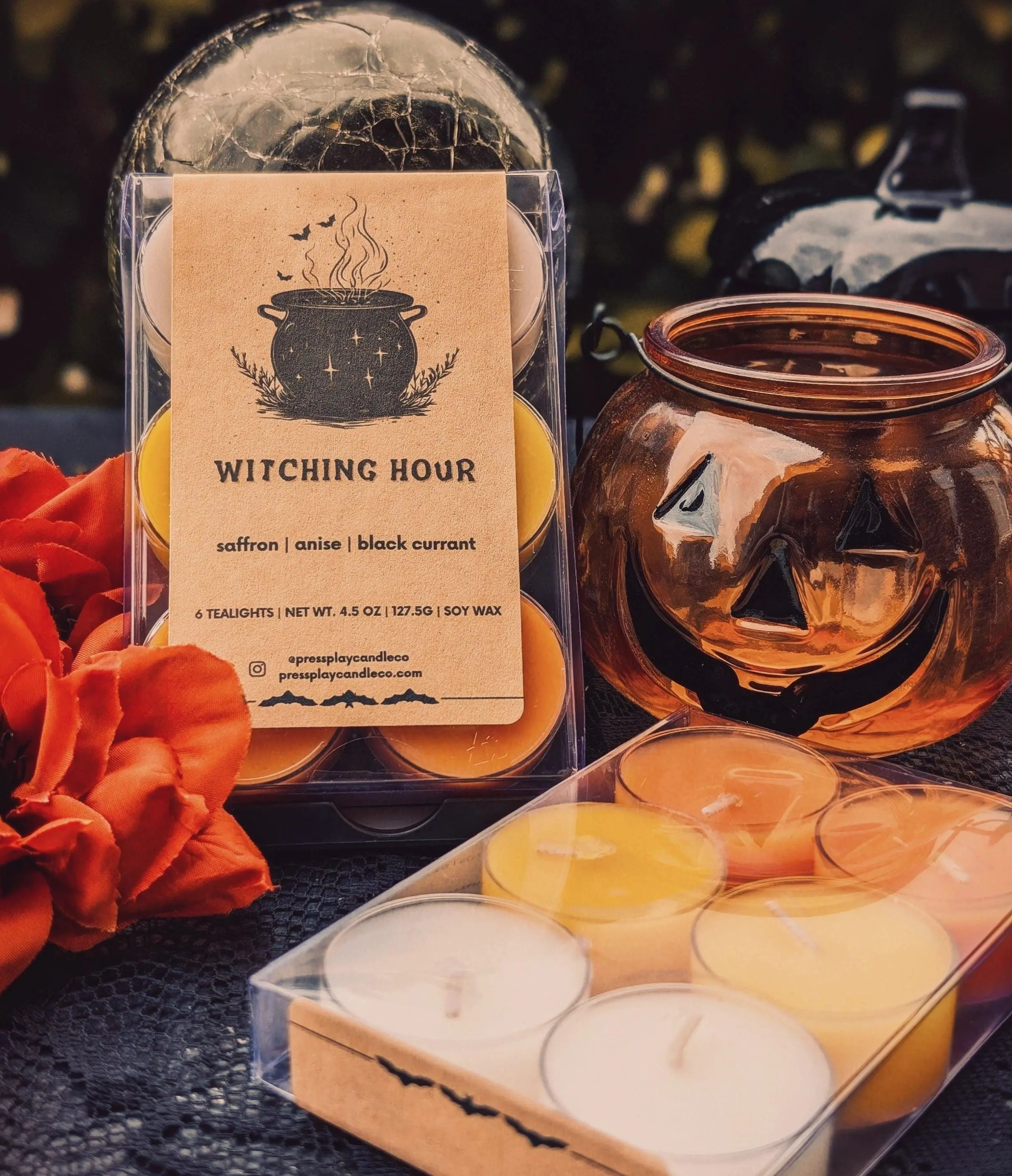 Witching Hour Tea Lights (6pack) | Cozy Fall Scent | Halloween | Myth & Mana