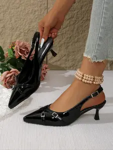Women's Fashionable Solid Color Pointed Toe High Heel Shoes, Elegant Buckle Design Heeled Shoes for Party, Daily Clothing Decor for Women & Girls, Footwear