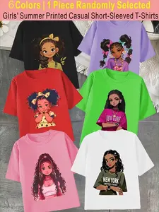 Randomly send 1pc from 6 Colors, 【Summer Casual T-shirts-Daily and Festive Party Knitted Tops-Comfortable Round Neck T-shirts-Birthday or School Uniforms-Professional Shirts, Fun Pattern T-shirts, Outdoor Styles】