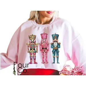 Sparkle Nutcracker Sweatshirt, Disco Christmas Sweatshirt, Faux Glitter Nutcracker