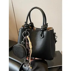 Classic Lychee-patterned Handbags, Crossbody Bags, Fashion Crossbody Handbag, Top Handle Handbags, Handle Knot Design Pendant Set Combination Pack, Versatile for Daily Use in Multiple Colors, Suitable for Daily Commuting, Shopping