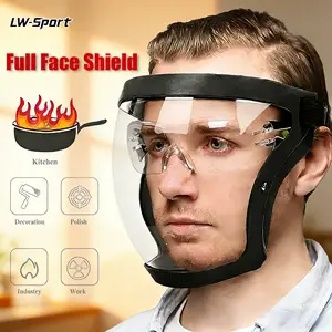 Transparent Visor - Adjustable Full-Face Protective Shield - Durable Plastic Safety Mask - Heat & Impact Resistant for Work, Kitchen, and Outdoor Use with Easy Drawstring Closure