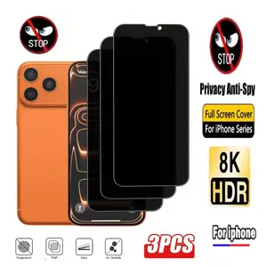 3-Pack Phone Screen Protector Film Cover, Anti-Spy Privacy Tempered Glass, High Transparency, Compatible with iPhone 17/16/15/14 Series, Anti-Fingerprint