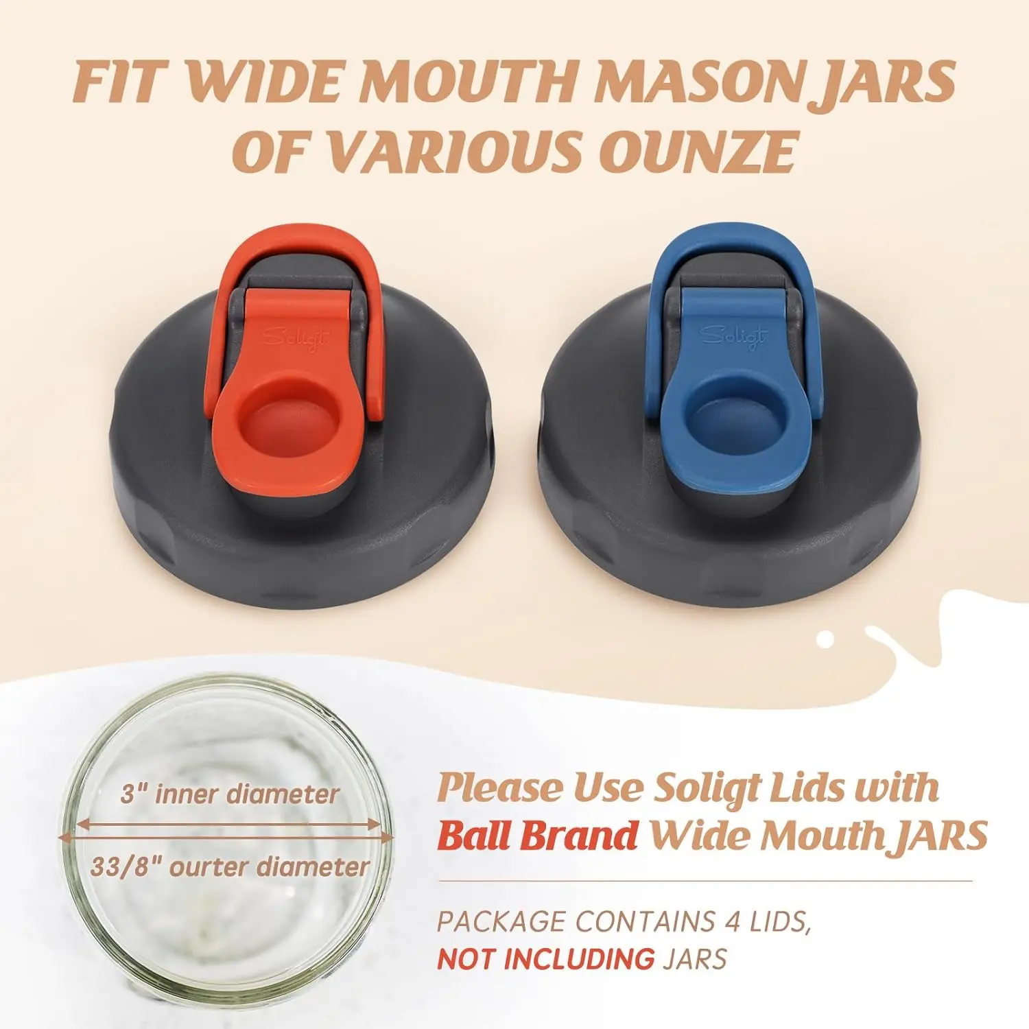 UPGRADED-4 Pcs Wide Mouth Lids