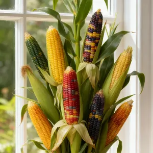 50Pcs Colorful Corn Seeds – Heirloom Rainbow Maize for Garden Planting, Vibrant Multicolor Ears, Ornamental & Edible Variety