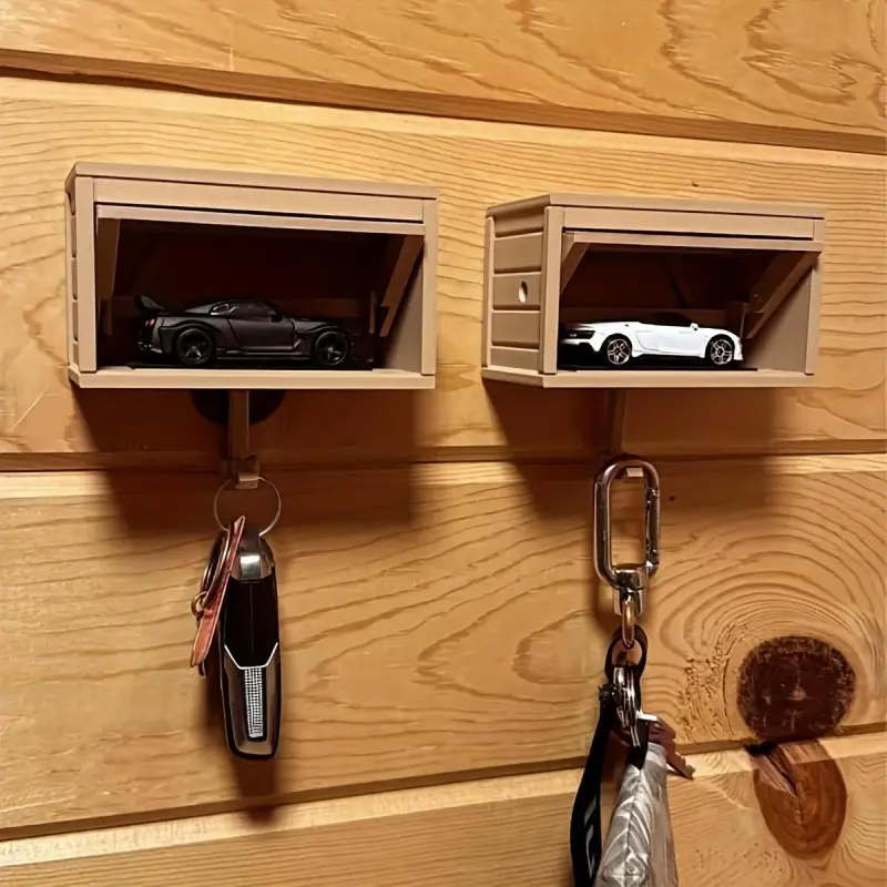 Dark Gray Playful Plastic Wall-Mounted Key Holder with Hooks & Shelves - 1-Count Car Garage Design Organizer for Door, Entryway Decor, Room Decor, Ideal Birthday Gift, Holiday