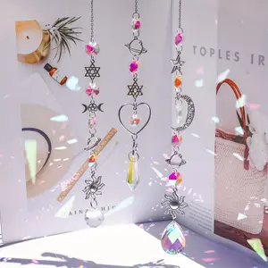 [Vintage Suncatcher] Colorful Crystal 1pc Vintage-Inspired Suncatcher |   Glass Prisms & Wind Chimes - Beaded Light Catcher Pendants for Garden, Car, and Home Decor, No Electricity Required