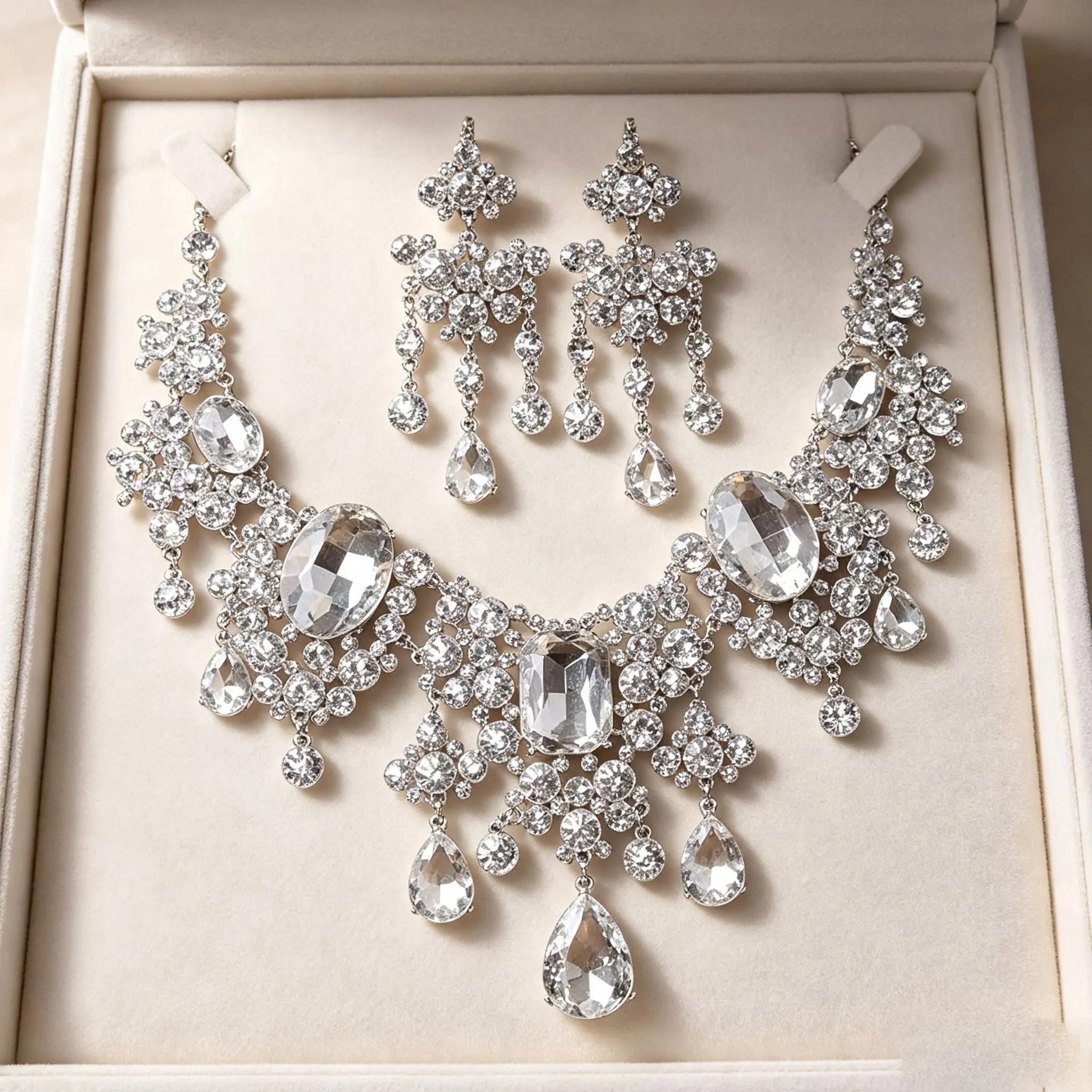 Elegant Crystal Bridal Jewelry Set with Necklace and Earrings for Special Occasions