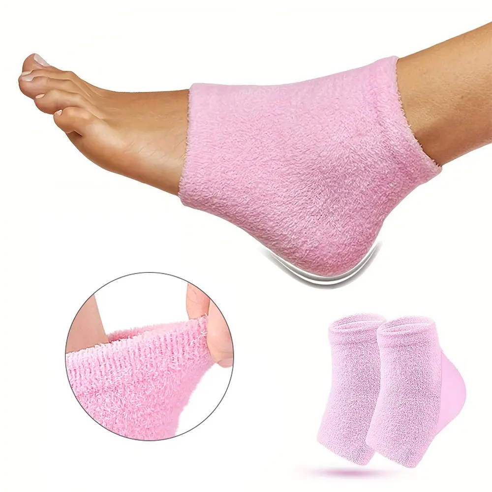 1 Pair Women's Moisture Care Socks, Gel Half-Covered Socks, Comfortable Gel Lined Spa Socks, Soft Fabric, Breathable Material, Seamless Design, Soft Comfy Socks