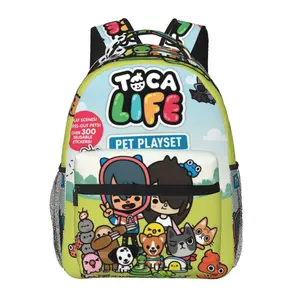 Cartoon Toca boca Backpack Large capacity lightweight Toca boca games Shoulder Bag Multi-Purpose Toca boca world Laptop Bookbag for Men Women  Ideal for Work Camping Travel, family & friends commemorative gift