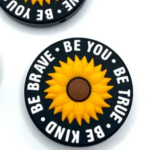Be You, Kind, True & Brave Silicone Focal Beads | Sunflower Beads | Positive Beads