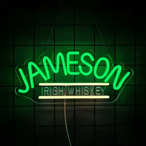 1 Pcs Jameson Irish Whiskey Neon Sign for Wall Decor Bar Neon Sign for Man Cave Neon Led Sign Neon Light Up Sign for Bedroom Home Beer Bar Pub Business Man Cave Bistro Club Party Garage Gift Led Neon Lights, USB Powered Easy to Hanging