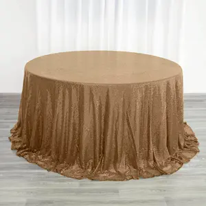 Sequin Round Tablecloth 132" Gold with Seamless Twinkling Finish - Chic Decor for Upscale Gatherings