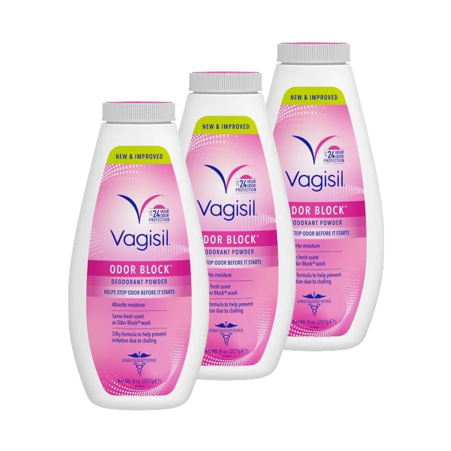 Women's Talc-Free Odor Block Deodorant Powder - Prevents Chafing, 8 oz (Pack of 3)