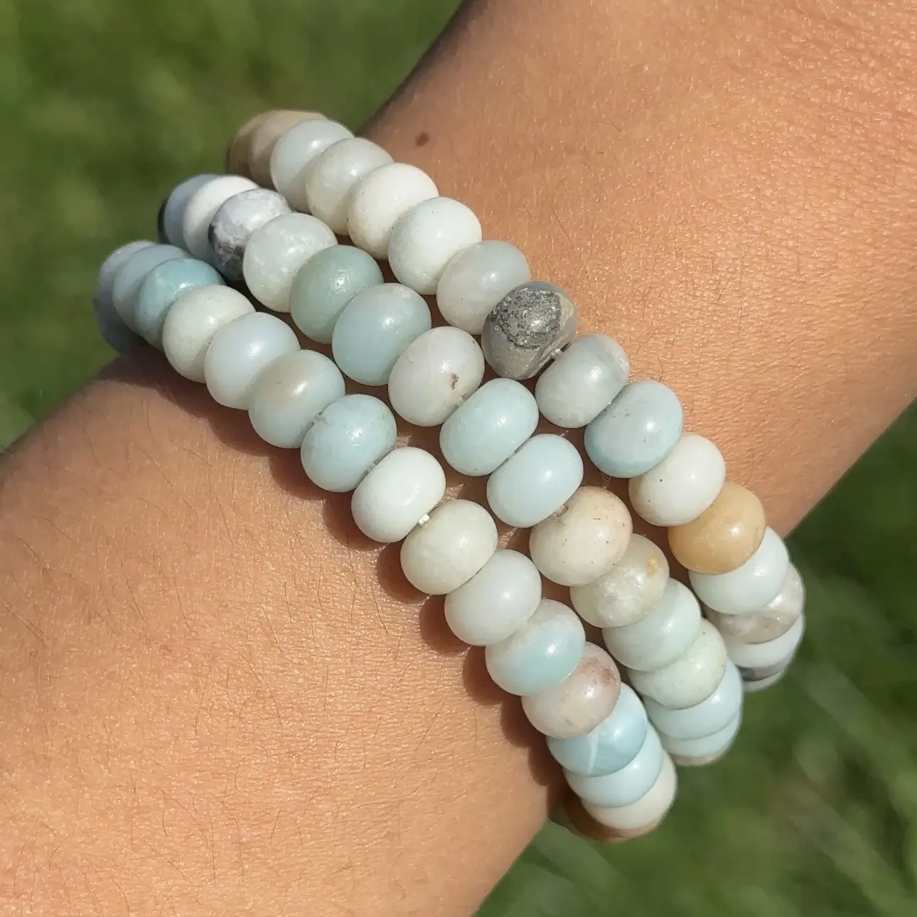 Rondelle genuine gemstone bead bracelets - Unisex