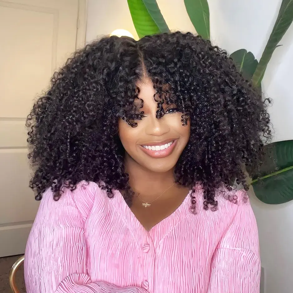 FORGIRL FOREVER Wear And Go Glueless Wig 7x5 Pre Cut Bleached Knots Afro Kinky Curly Wig Lace Front Human Hair Wigs