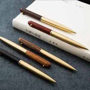 Wooden Retractable Ballpoint Pen, 1 Count Business Signature Ballpoint Pen, Writing Pen for Office School Student, Gift for Friend, Perfect Gift Choice, Office School Supplies