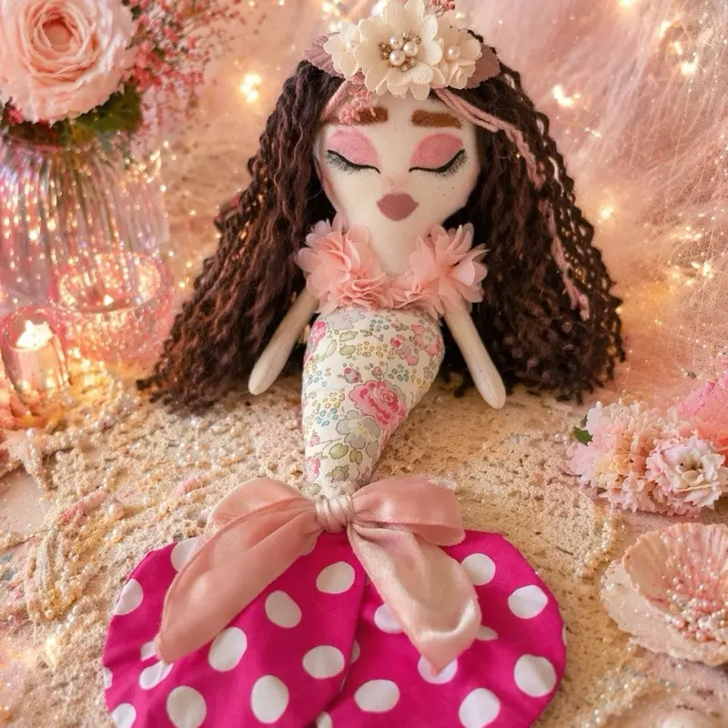 One of a Kind Handmade Mermaid Doll – Collectible Art Mermaid – Bubbles & Blush - Crafted in Hawaii