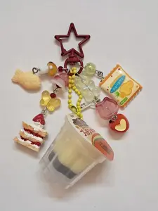 1PC Super cute pudding jelly keychain handmade aesthetic design Y2K