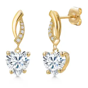 Gem Stone King Gemstone Birthstone and Lab Grown Diamond Infinity Dangle Earrings For Women in 14K Yellow Gold | Heart Shape 8MM | Fine Jewelry Gifts for Her Mom Women Wife