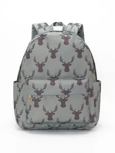 Green Deer Print Kids Backpack